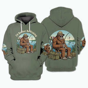 I'd Rather Be Fishing Bigfoot All Over Print Shirt