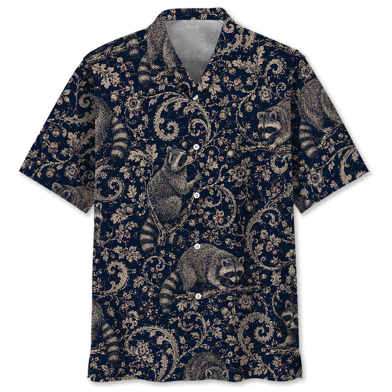 Midnight Raccoon Paisley Hawaiian Shirt