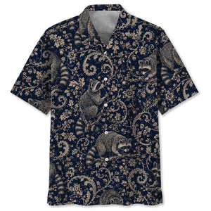 Midnight Raccoon Paisley Hawaiian Shirt