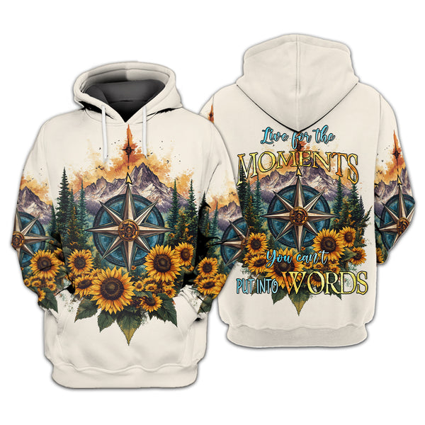 Live For The Moments Compass Sunflower All Over Print Shirt