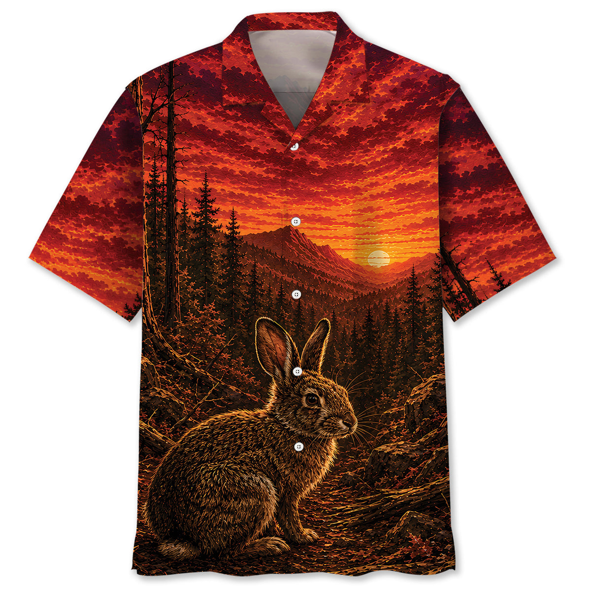 Rabbit Hunting Burnt Sky Hawaiian Shirt