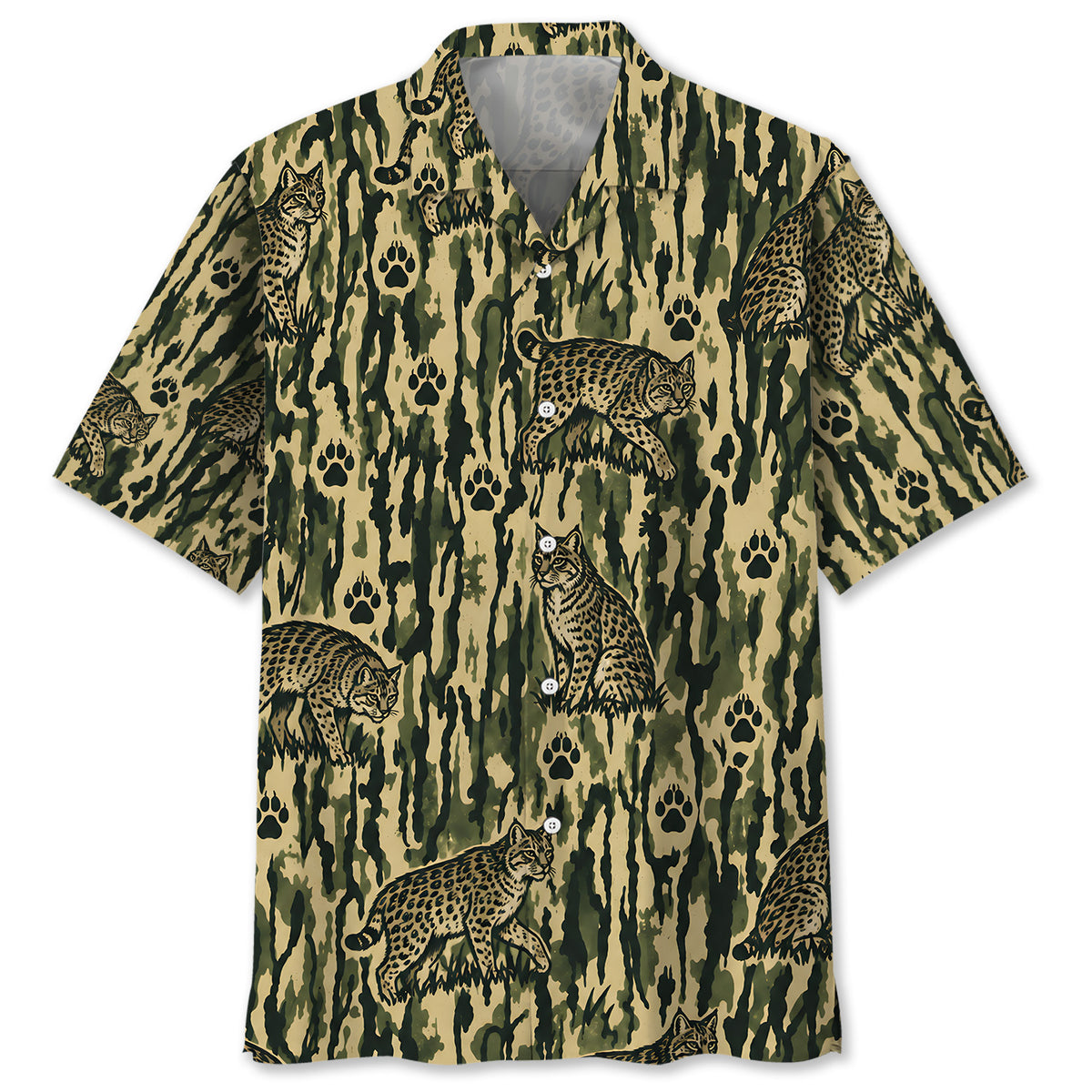 Bobcat Stripe Camouflage Hawaiian Shirt