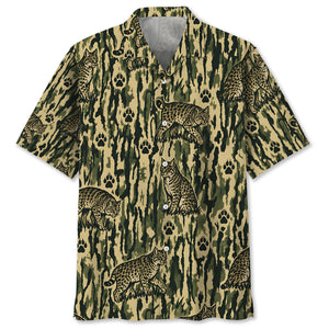 Bobcat Stripe Camouflage Hawaiian Shirt