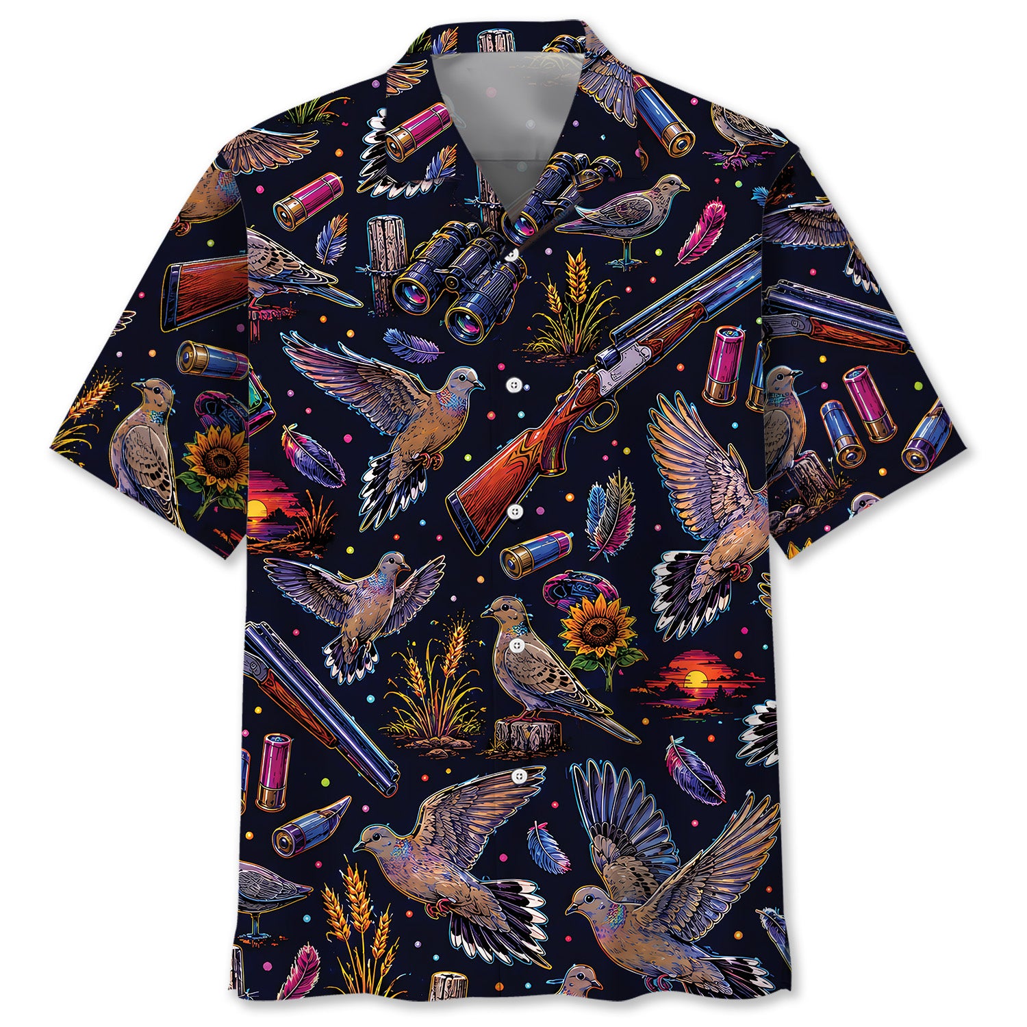 Dove Hunting Graphic Pattern Hawaiian Shirt
