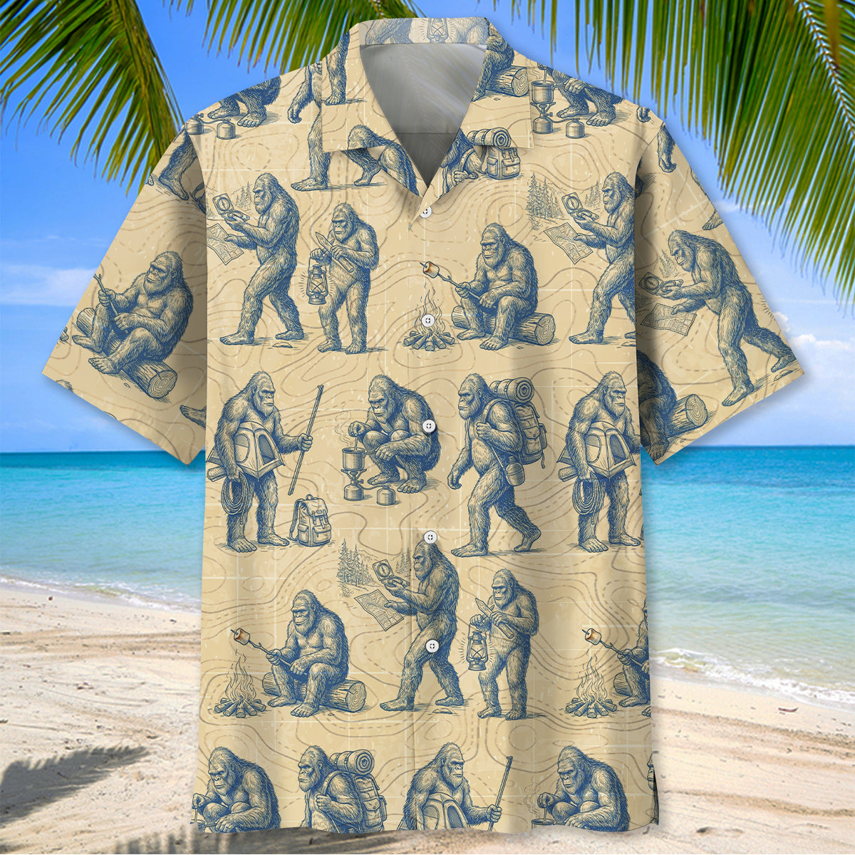 Bigfoot Goes Camping Hawaiian Shirt