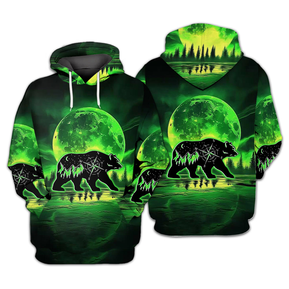 Bear Green Moonlit Art All Over Print Shirt
