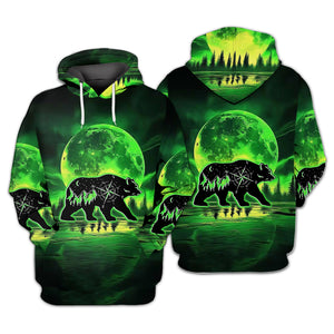 Bear Green Moonlit Art All Over Print Shirt