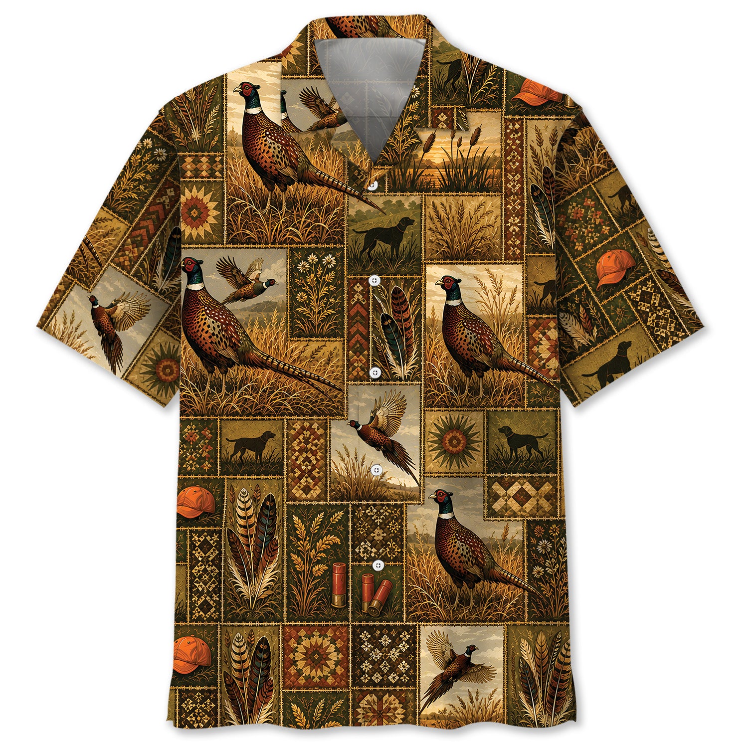 Pheasant Hunting Vintage Pattern Graphic Hawaiian Shirt