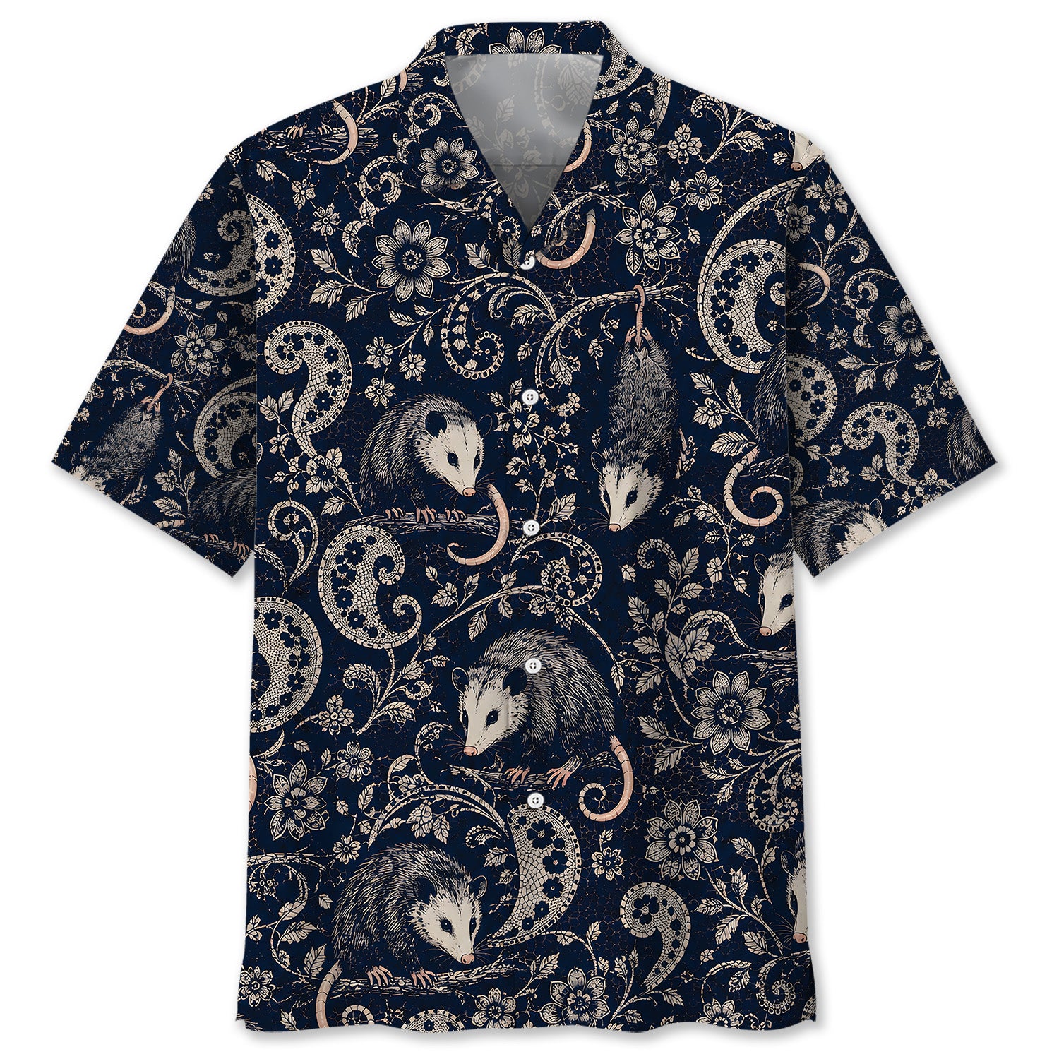 Midnight Opossum Paisley Hawaiian Shirt