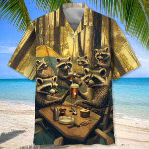 Raccoon Funny Campsite Hawaiian Shirt
