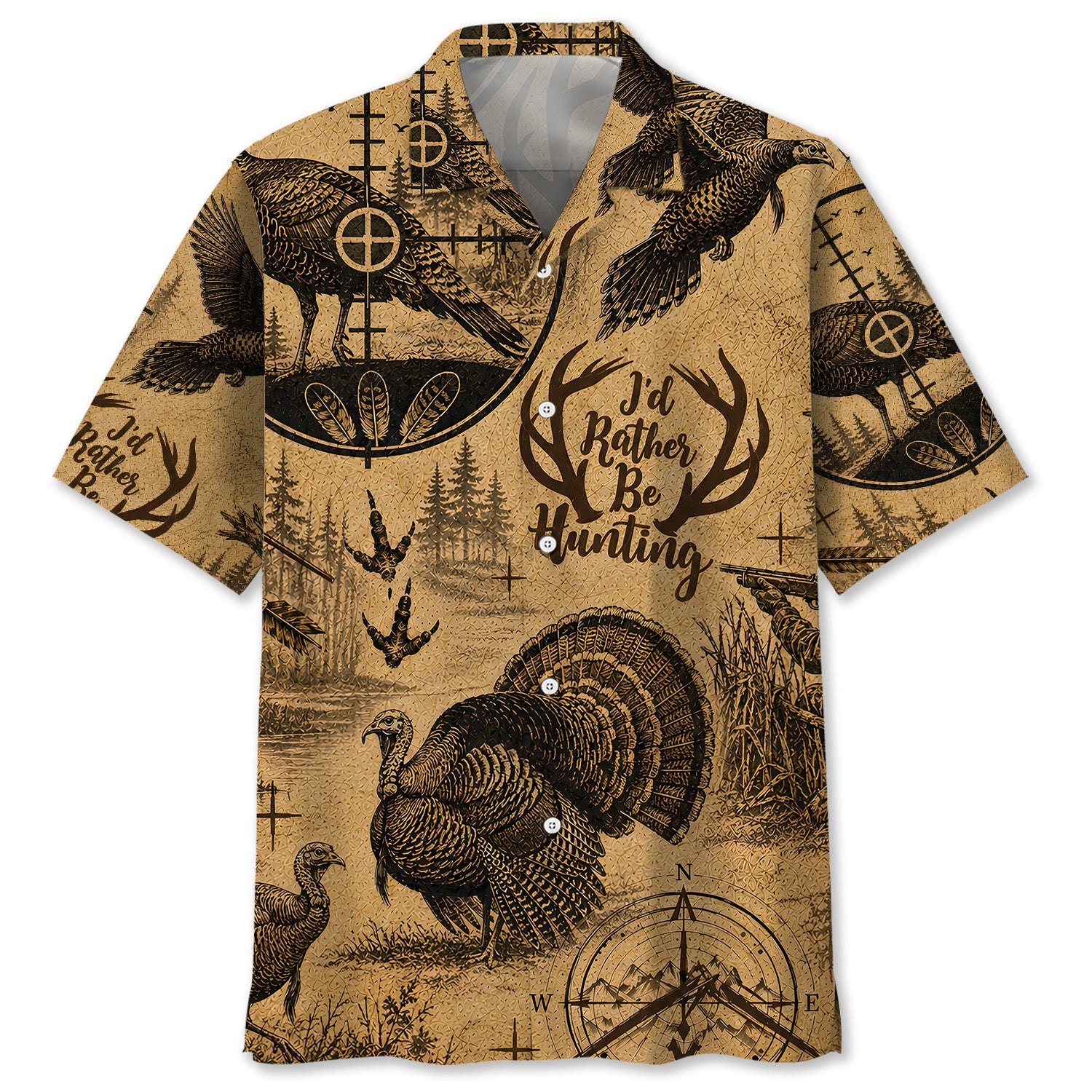 Wild Turkey I'd Rather Be Hunting Hawaiian Shirt