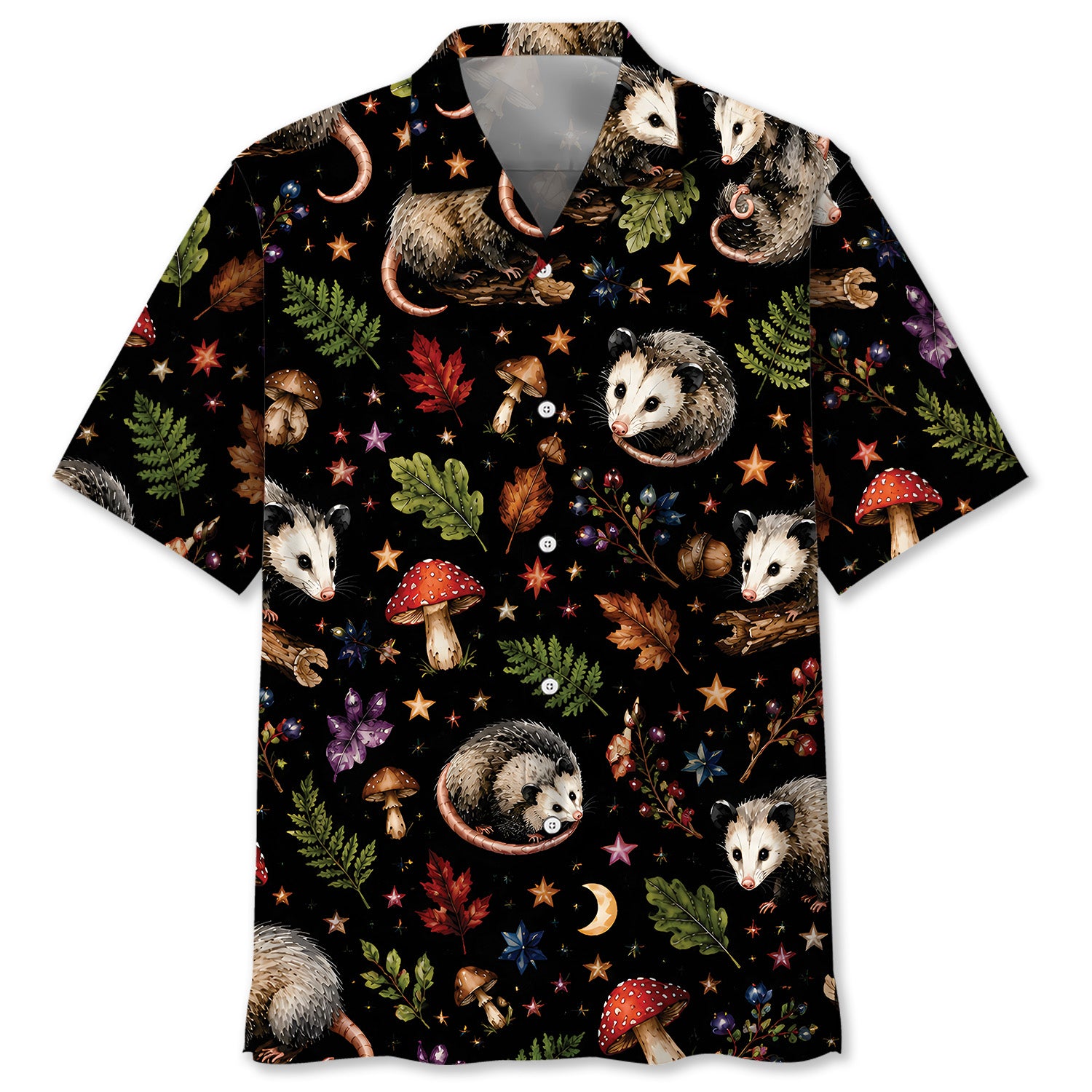 Opossum Retro Black Hawaiian Shirt