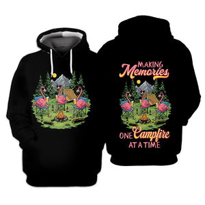 Funny Flamingo Making Memories Campfire All Over Print Shirt