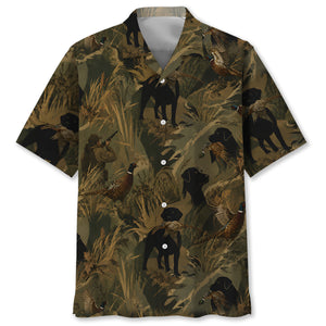 Wild Pheasant Retriever Camouflage Hawaiian Shirt