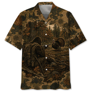 Bigfoot Wild Turkey Hunting Camouflage Funny Hawaiian Shirt