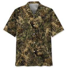 Elk Hunting Hex Camo Hawaiian Shirt