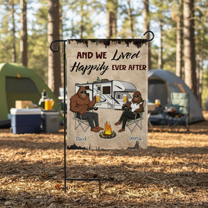 Custom Name Bigfoot And We Lived Happily Ever After Flag Decor