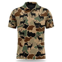 Deer Hunting Camouflage Pattern Men Polo Shirt
