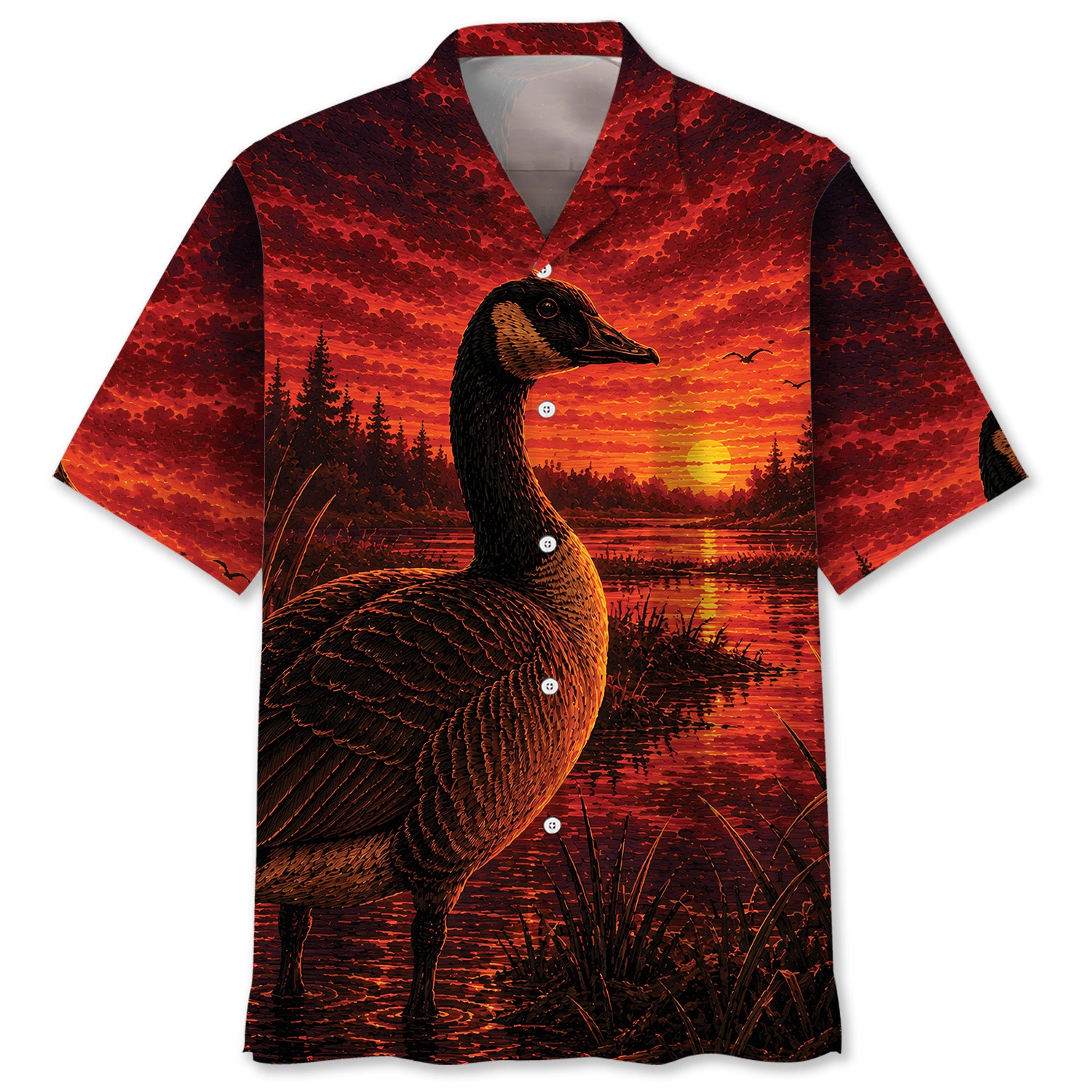 Goose Hunting Burnt Sky Hawaiian Shirt