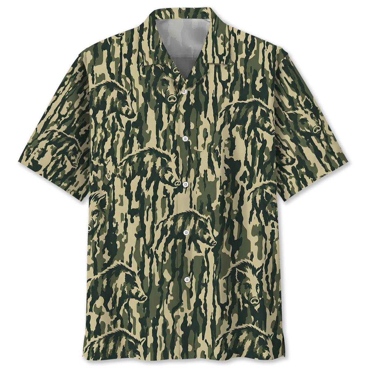 Hog Stripe Camouflage Hawaiian Shirt