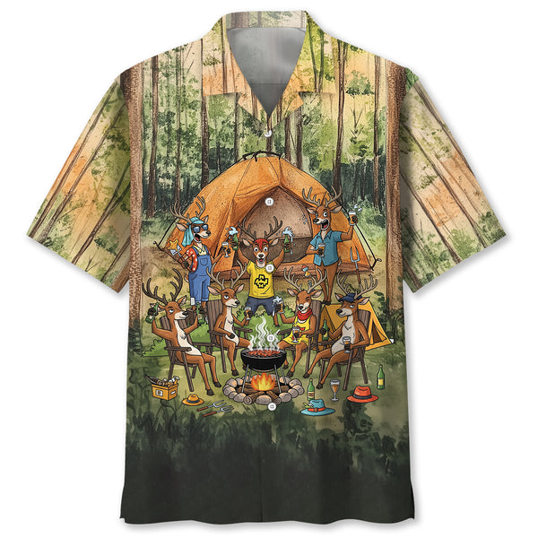 Friends, Fires, Fun Camping Crew Deer Hawaiian Shirt