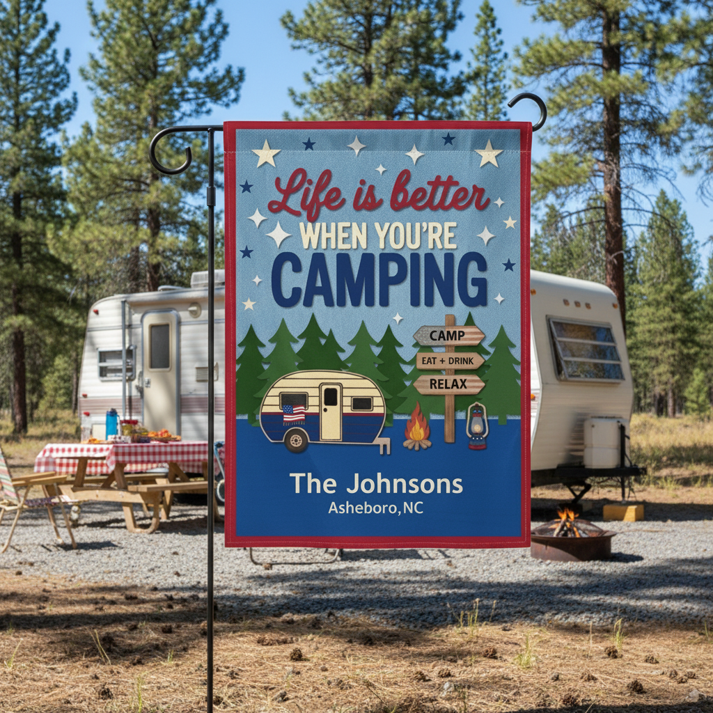 Life Is Better When You're Camping American Style Flag Decor