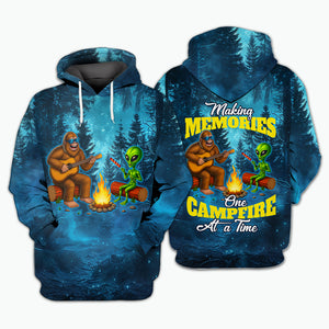 Bigfoot And Alien Making Memories One Campfire At A Time Christmas All Over Print Shirt