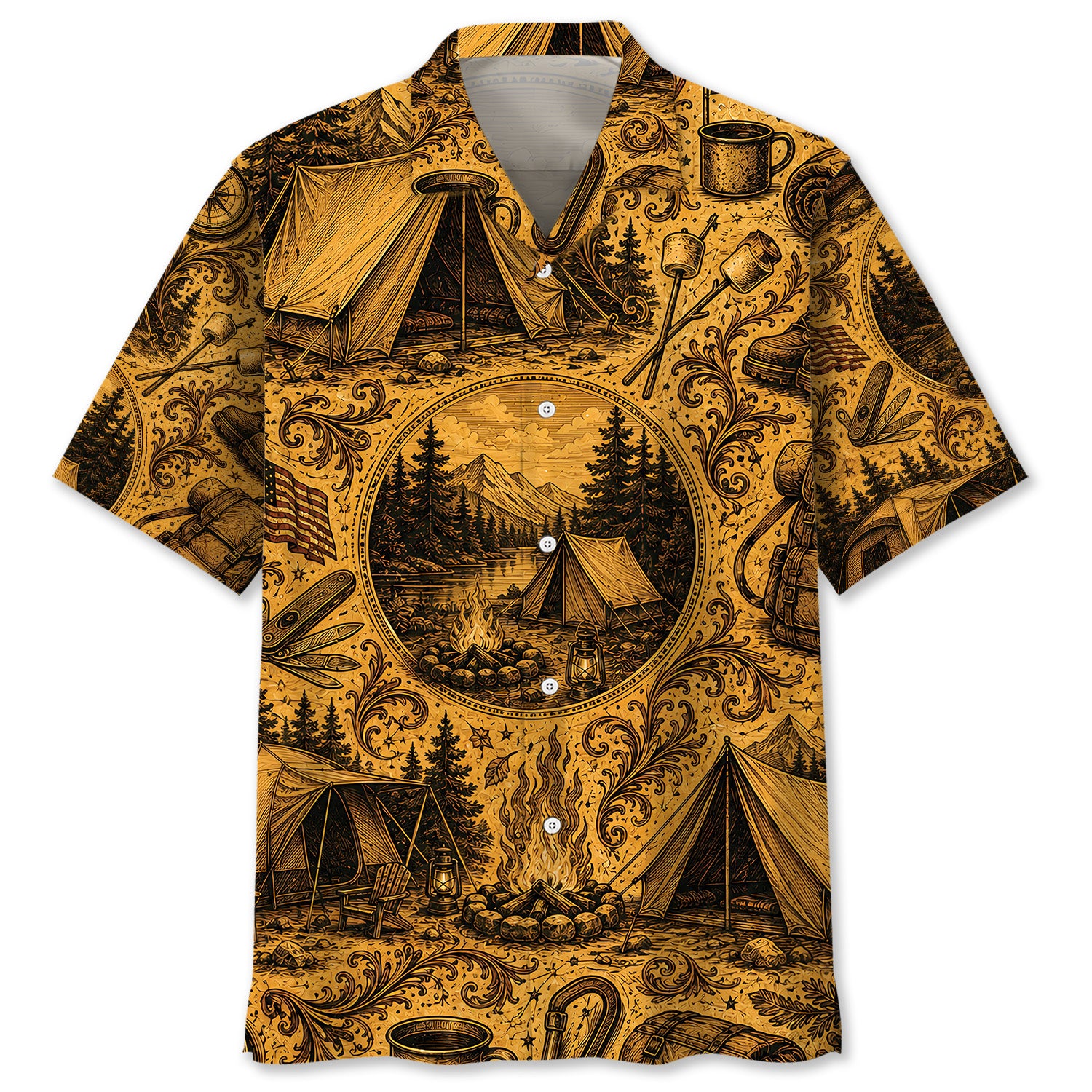 Tent Camping Vintage Legend Art Hawaiian Shirt