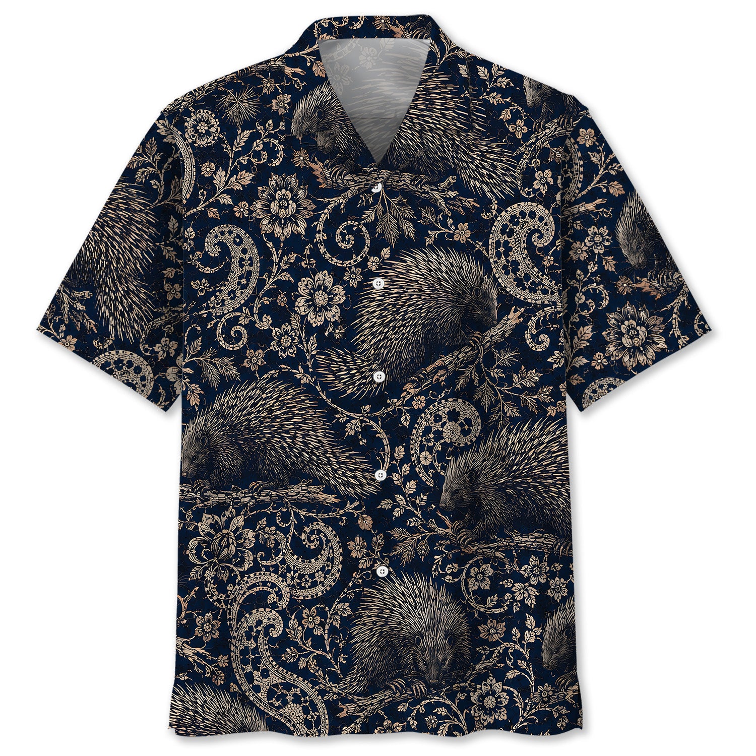 Midnight Porcupine Paisley Hawaiian Shirt