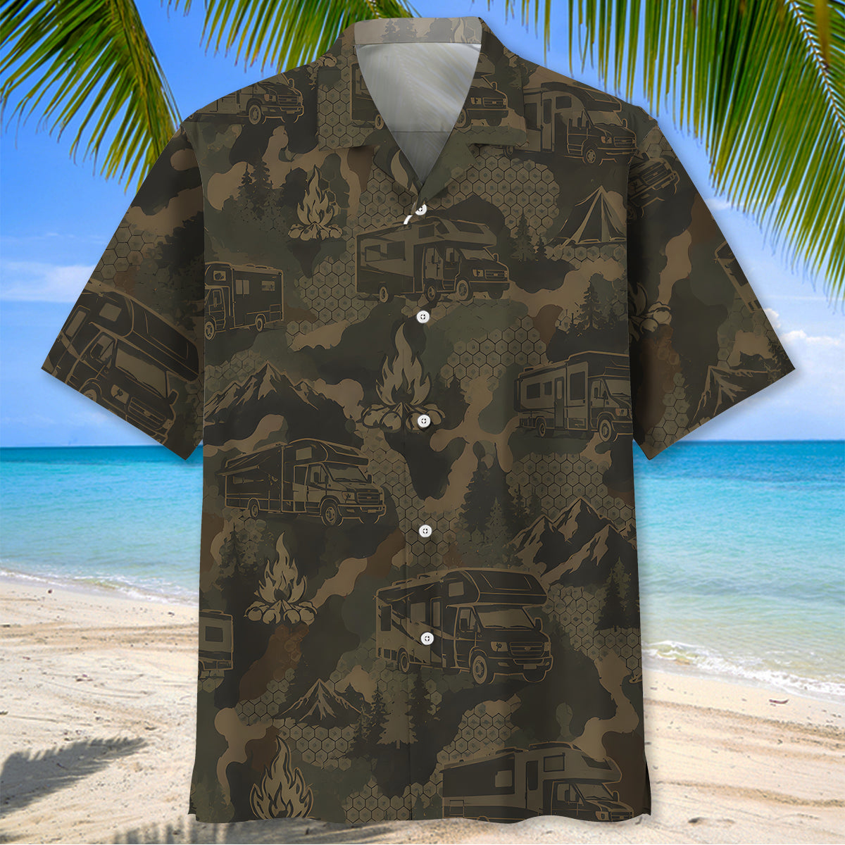 Class A Motorhome Camping Camouflage Hawaiian Shirt