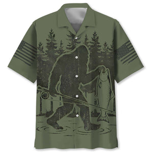 Bigfoot Fishing Funy Fisher Man Hawaiian Shirt
