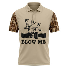 Blow Me Duck Hunting Camo Polo Men Shirt