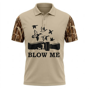 Blow Me Duck Hunting Camo Polo Men Shirt