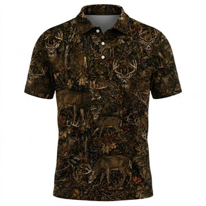 Deer Hunting Forest Camouflage Men Polo Shirt