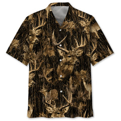 Vintage Deer Art Camo Hawaiian Shirt