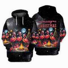 Merry Christmas Flamingo Camping All Over Print Shirt