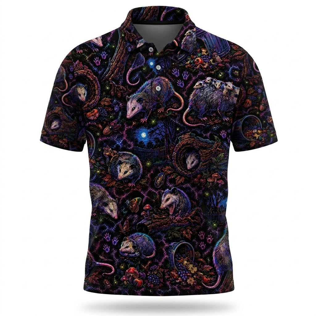 Midnight Opossum Neon Men Polo Shirt