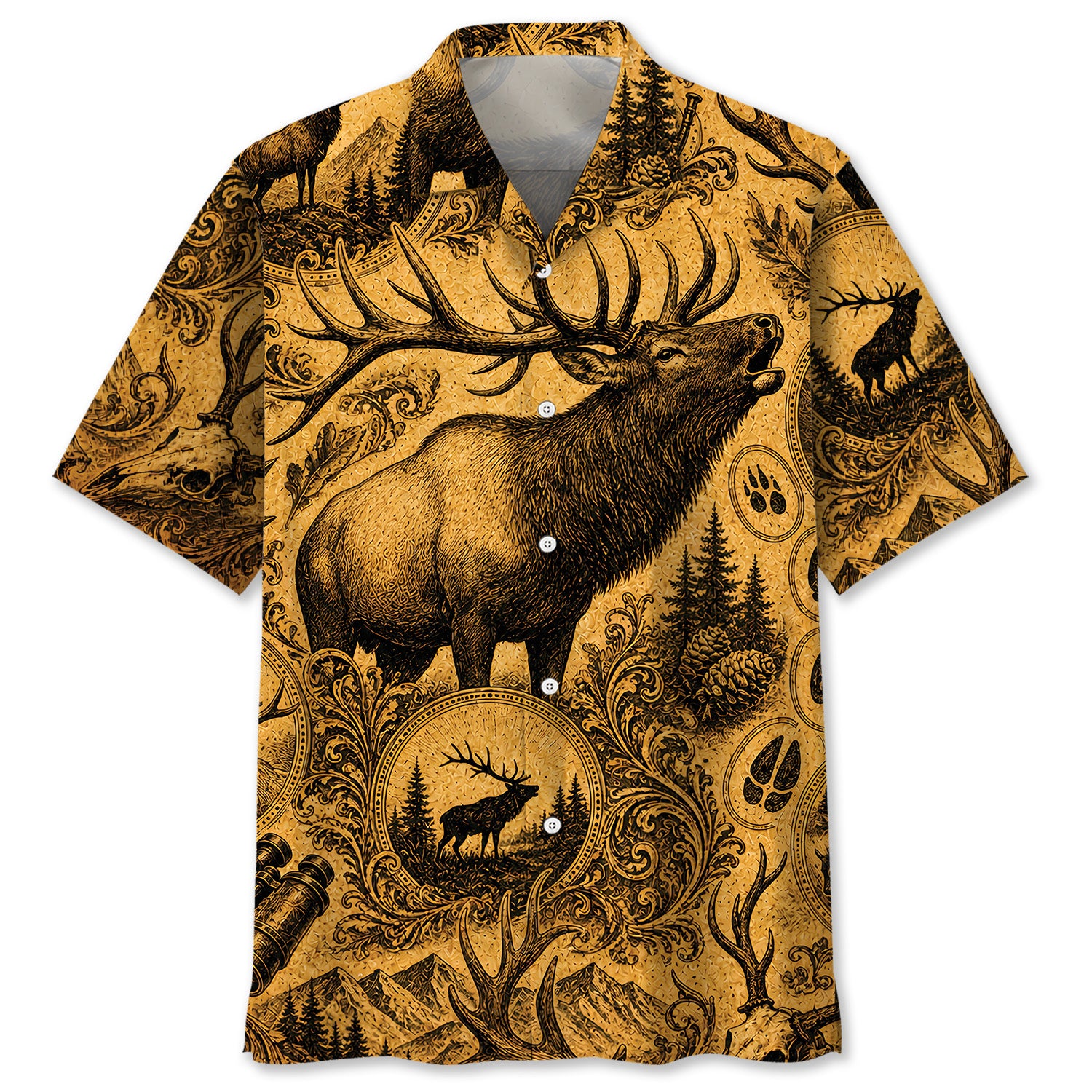 Elk Hunting Legend Vintage Art Hawaiian Shirt