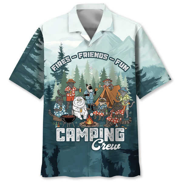 Friends, Fires, Fun Camping Crew Cat Breeds Hawaiian Shirt