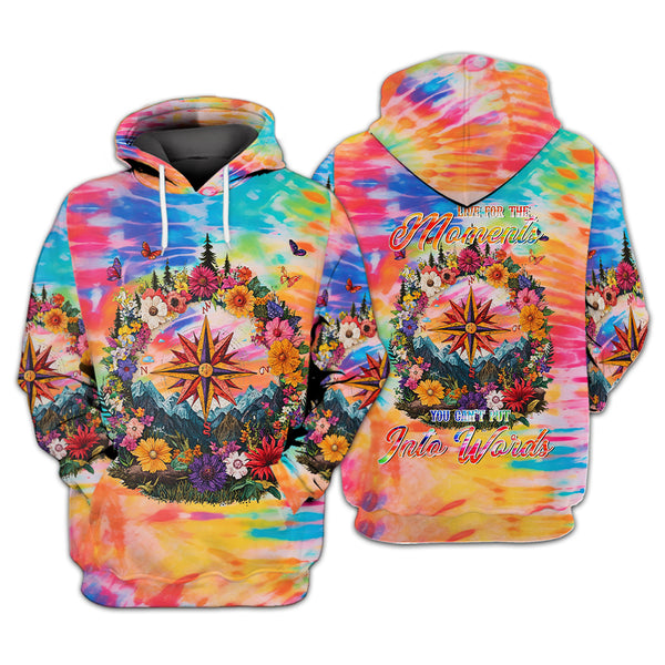 Live For The Moments Compass Flower All Over Print Shirt