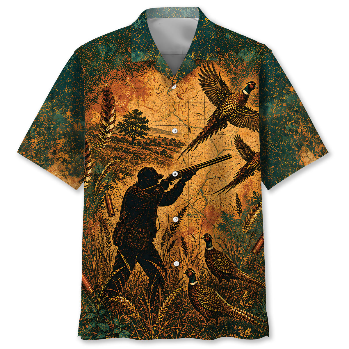 Vintage Pheasant Hunter Distressed Hawaiian Shirt