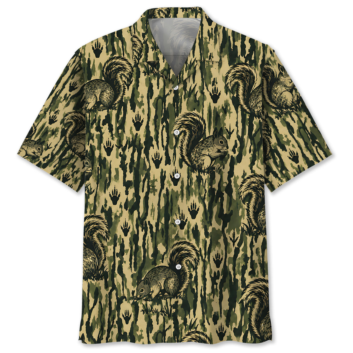 Squirrel Stripe Camouflage Hawaiian Shirt