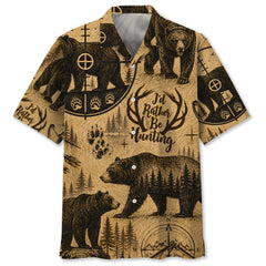 Black Bear I'd Rather Be Hunting Hawaiian Shirt