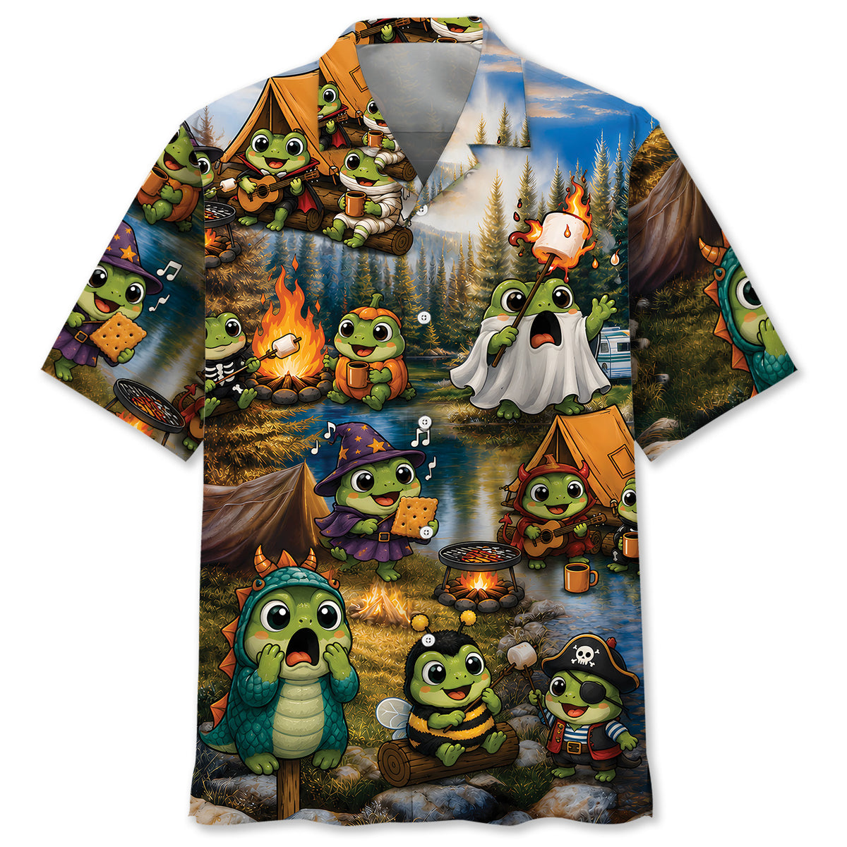 Vintage Frog Camping Hawaiian Shirt