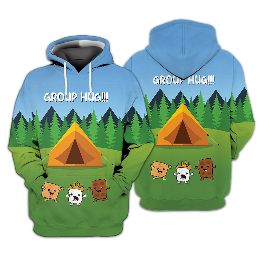 Funny Group Hugs Camping All Over Print Shirt