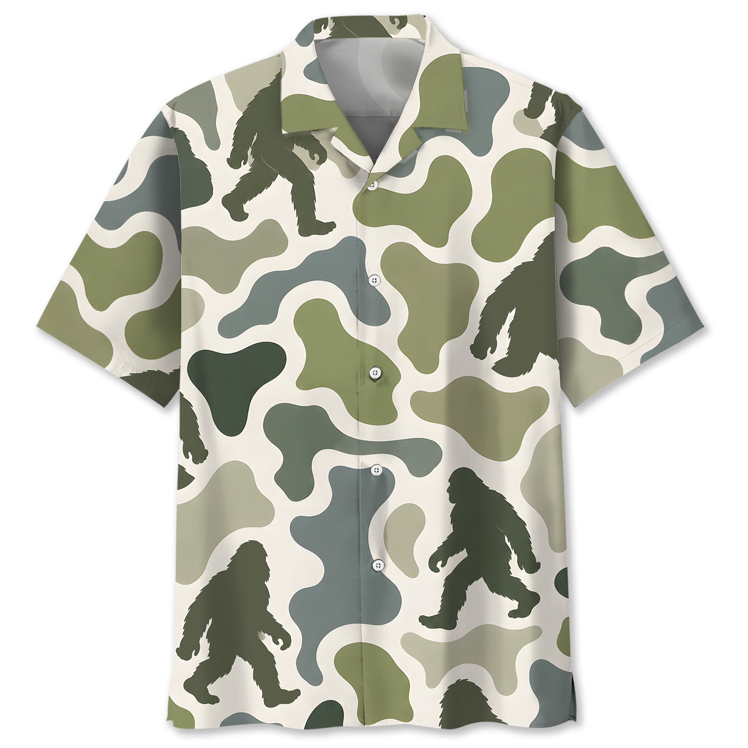 Bigfoot Camouflage Hunting Funny Pattern Hawaiian Shirt
