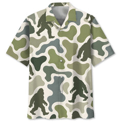 Bigfoot Camouflage Hunting Funny Pattern Hawaiian Shirt
