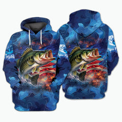 Blue Bass Fishing Patriotic All Over Print Shirt