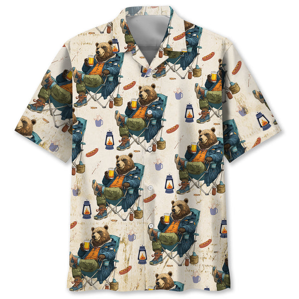 Funny Bear Go Camping Hawaiian Shirt