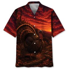 Turkey Hunting Burnt Sky Hawaiian Shirt